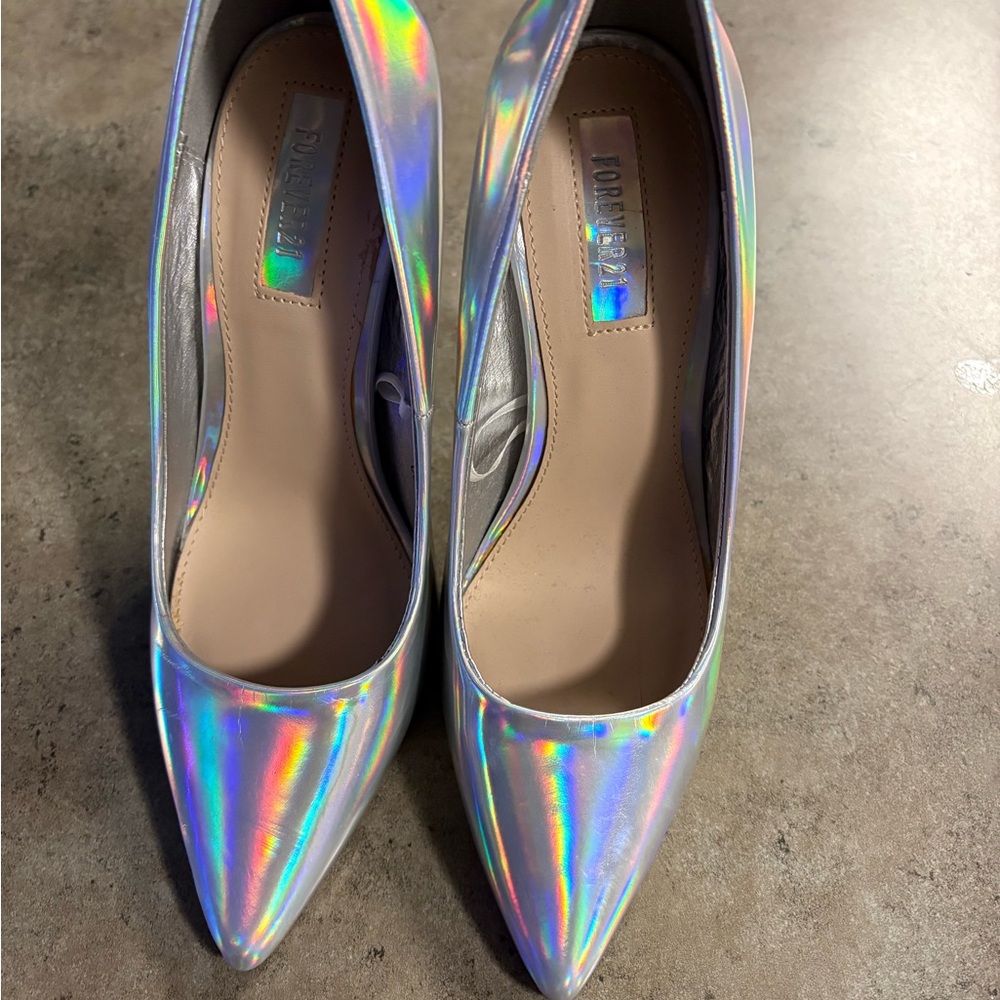 Forever 21 Iridescent Pointed Toe Pumps